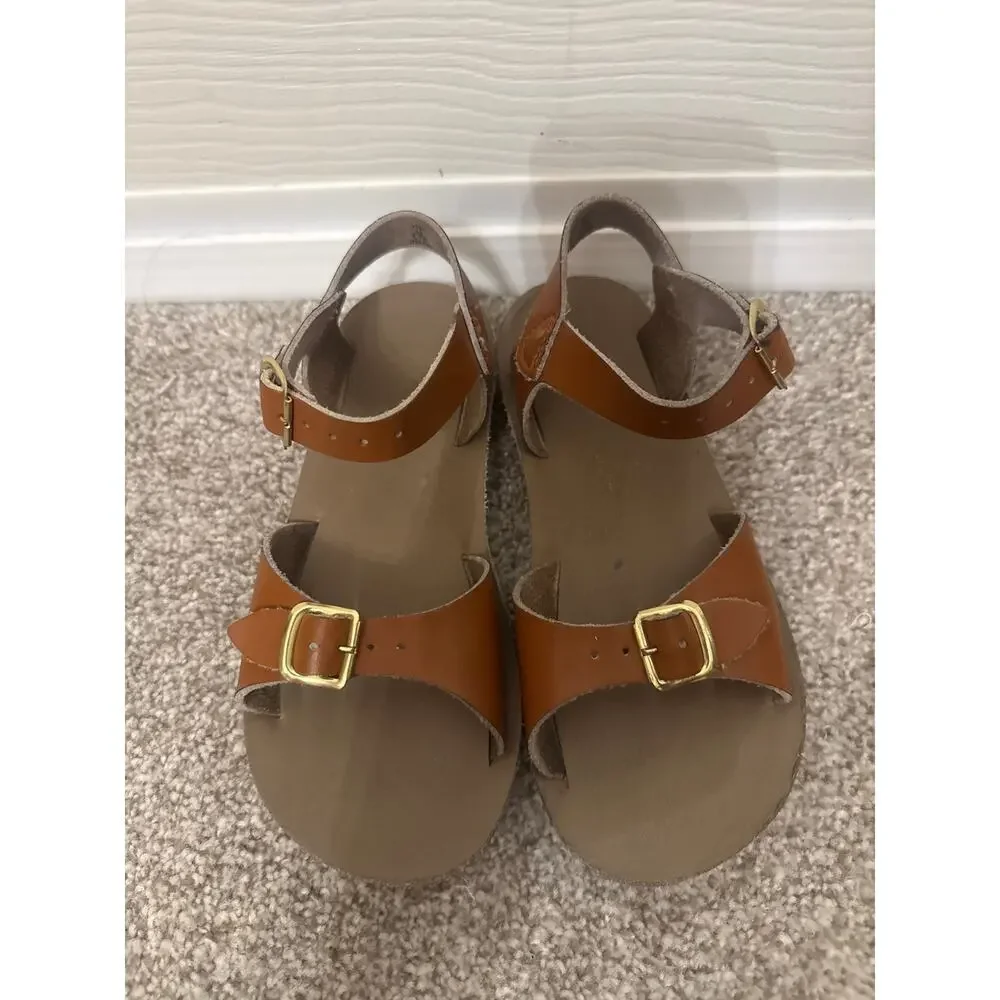 Hoyway Kids Brown Double Buckle Casual Summer Classic Fisherman Sandals, 12